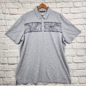Travis Mathew Make Camp Golf Polo Outdoors Blue Grey Gray 2XL Palm Tree